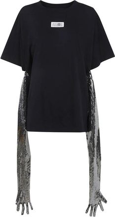 Maison Margiela T-shirt met ronde hals - Dames - T-shirts - Zwart - S - Katoen - Tops