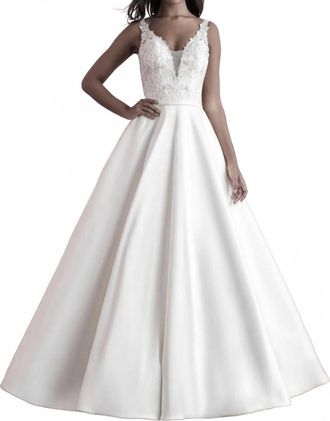 Allure Bridals Beaded Floral Wedding Gown In Ivory Silver