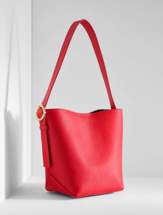 Talbots Pebble Leather Bucket Bag - Red - 001 Talbots