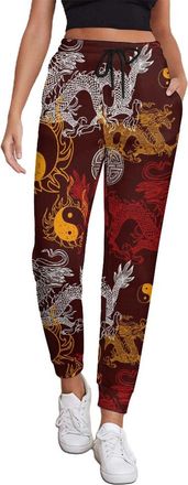 Generic Dragon Yin Yang Comfort Womens Sweatpants Casual Joggers Trousers Workout Pants With Drawstring S