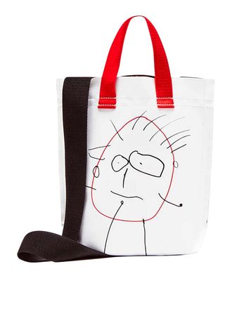 Plan C Mini Pili and white shopper bag