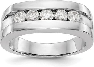 Diamond2Deal 10k Gold Lab Grown Diamond 5-Stone Band Ring 3/4Ct Clarity- VS Color- G-H
