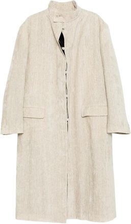 Yohji Yamamoto Cappotto in lino con colletto rialzato - Toni neutri
