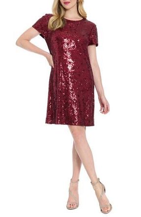 London Times Sequin Shift Dress in Wine/Wine at Nordstrom Rack, Size 12P
