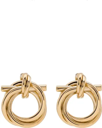 Ferragamo Golden Gancini Stud Earrings