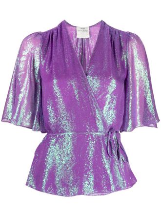 Forte_Forte V-neck short-sleeve blouse - Purple