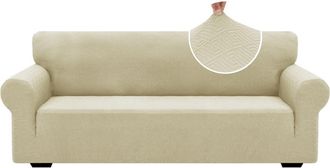 OEM Housse De Canap&eacute; 3 Places Avec Accoudoirs, Universelle Housse Canap&eacute; Extensible, Protection Griffures Sofa Cover, Beige Clair