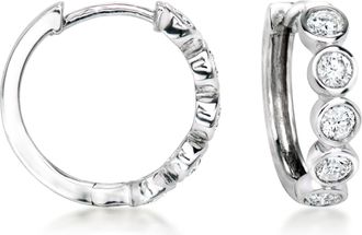 Ross-Simons Bezel-Set Lab-Grown Diamond Hoop Earrings in Sterling Silver
