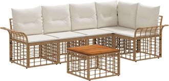vidaXL Conjunto De Sof&aacute;s De Exterior 6 Uds. 5 Plaza Natural Y Crema Vidaxl
