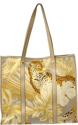 Ferragamo Beige Orange Canvas Tote Bag (Pre-Owned)