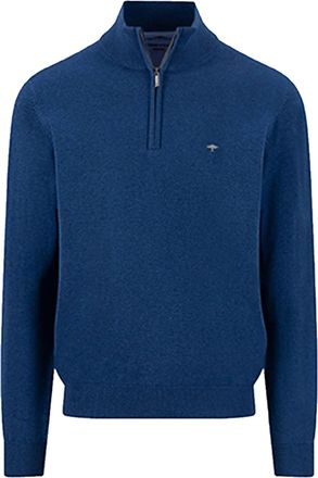 Fynch-Hatton Fynch-Hatton Mens TROYER HALF ZIP KNITWEAR MIDNIGHT - Navy Cotton - Size X-Large