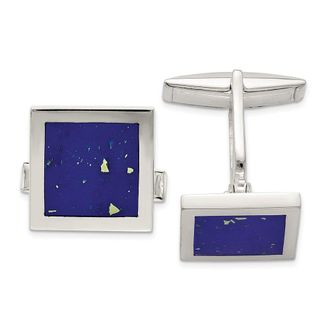 Diamond2Deal Sterling Silver Lapis Cuff Links
