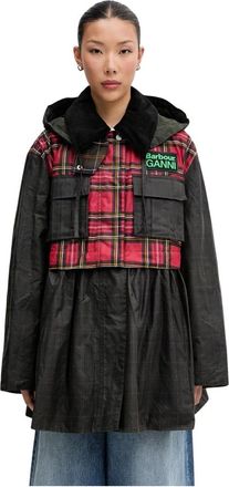 Barbour Jassen, Dames, Groen, S, Katoen, Tartan Peplum Waxed Jacket