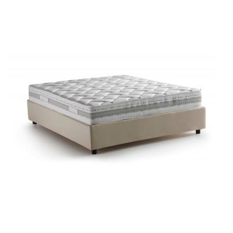 Dmora Dmora - Cama Matrimonial Daajj, Cama Contenedor Con Revestimiento De Tela, 100% Made In Italy, Apertura Frontal, Con Colch&oacute;n 140x190 Cm Incluido, Beig