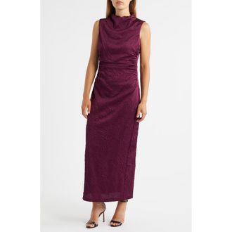 Vince Camuto Leaf Jacquard Cowl Neck Sheath Dress in Burgundy at Nordstrom Rack, Size 12