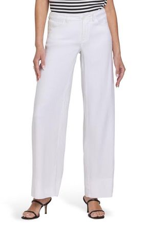 NYDJ Linen Blend Wide Leg Pants in Optic White at Nordstrom, Size 14