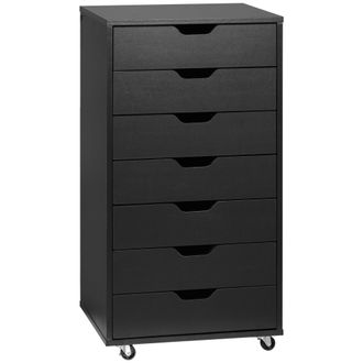 Vinsetto Mobile Filing Cabinet - 7-drawer File Cabinet With Wheels - Black | TJ Hughes