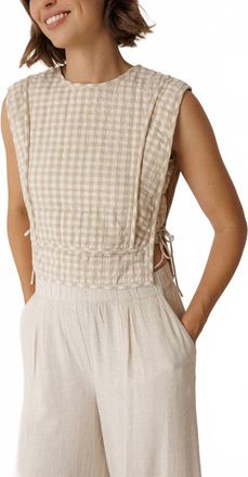 Indi & Cold Quilted Checkered Top In Beige