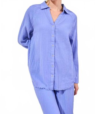 Tribal Crinkle Gauze Button Shirt In Baja Blue