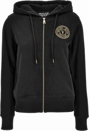 Versace Jeans Couture Sweaters Zwart - Dames - Vesten met rits - Zwart - XS - Katoen - Hoodies & sweatvesten