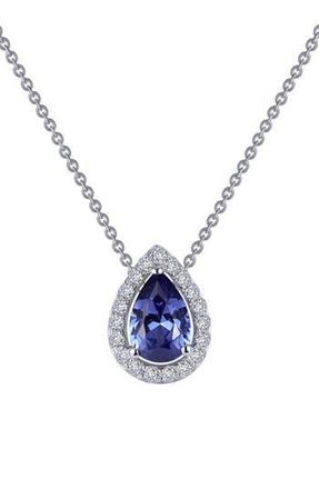 Lafonn Classic Simulated Tanzanite Halo Pendant Necklace in Tanzanite/Clear/Silver at Nordstrom Rack