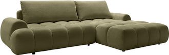 Vente-Unique Sof&aacute; rinconera derecha convertible en chenilla verde FARNETA
