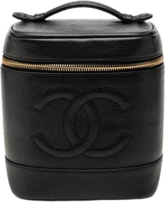 Chanel Pre-owned Vanity Bag - Dames - Vintage Handtas - Zwart - ONE Size - Leer - Vintage