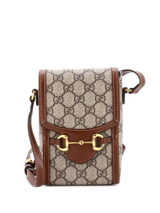 Gucci Horsebit 1955 GG Coated Canvas with Leather Mini crossbody bag - Brown