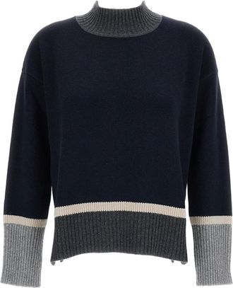 Lorena Antoniazzi Boxy Cropped Sweater With High Ribbed Neckline