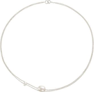 Lily & Roo Solid White Gold Layered Large and Small Pearl Choker