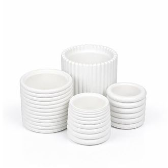 Jonathan Y Designs Silas Modern Minimalist Handmade Concrete Fluted Sculptural Cylinder Planter Set with Drainage Holes in White at Nordstrom