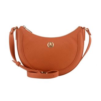 Pourchet Tassen, Dames, Oranje, ONE Size, Leer, Halfronde Schoudertas