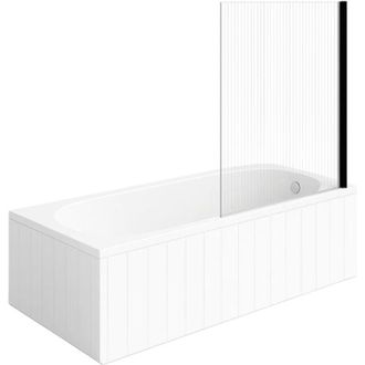 Villeroy & Boch Ba&ntilde;era Villeroy & Boch O.novo 170 X 70 Cm Blanca Con Brazo Derecho + Mampara De Ba&ntilde;o Aurys Raywall Negra Mate Con Brazo Derecho