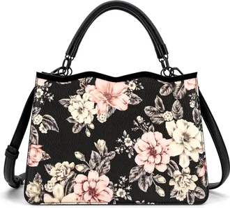 Like Dreams Womens Violette Floral Print Crossbody Satchel Bag In Black