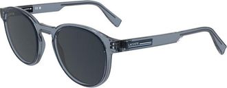 Lacoste Sunglasses Square Full Rim, Transparent Light Grey Frame And Grey Lens L6055Sn038