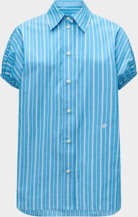Câllas Milano Lecce Puff-Sleeve Striped Cotton Shirt
