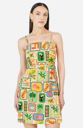 Yumi Postcard Print Mini Sun Dress in Multi at Nordstrom, Size 10