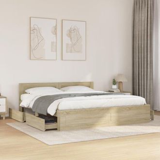 vidaXL Giroletto Testiera Rovere Sonoma 180x200 cm Legno Multistrato - Vidaxl