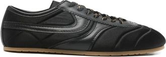 Dries Van Noten Satijnen sneakers met leren details - Heren - Sneakers - Zwart - 40 EU - Satijn - Schoenen