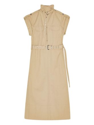 Ganni Cotton And Linen Blended Midi Shirt Dress