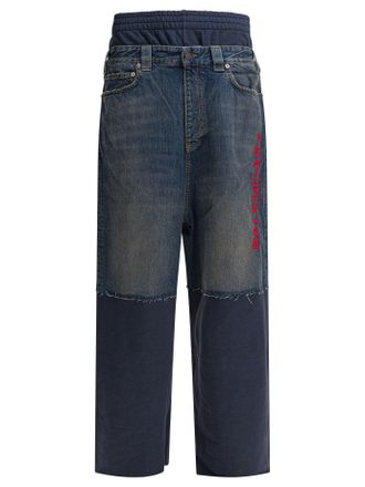 Balenciaga Patched Molleton Jeans Blue