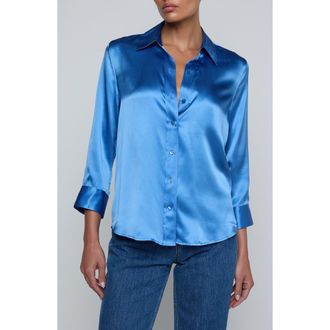 L'agence Dani Silk Charmeuse Blouse in Regatta Blue at Nordstrom, Size Xx-Small