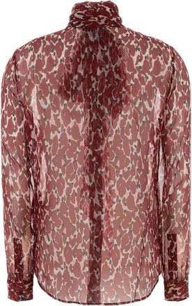 Saint Laurent Womens Printed Silk Shirt Red