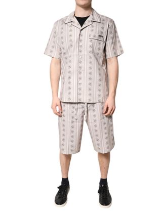 Dolce & Gabbana Beige Floral Print Cotton Men Pajama Set Mens Sleepwear