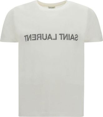 Saint Laurent White Cotton Mens T-Shirt
