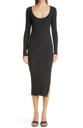 Simon Miller RIB by Simon Miller Noah Side Slit Long Sleeve Midi Dress in Black at Nordstrom Rack, Size Medium