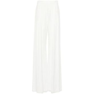 Max Mara Wide Trousers, female, White, Size: M Bridal Silk Palazzo Pants