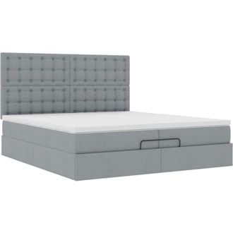vidaXL Estructura De Cama Otomana Colchones Tela Gris Claro 200x200cm Vidaxl