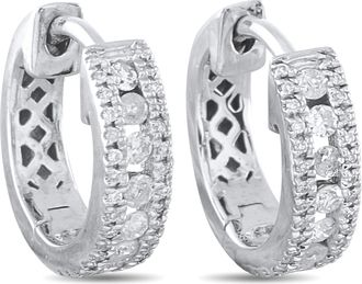 Luxury Bazaar 14K White Gold 0.35ct Diamond Huggie Earrings AER5938-R