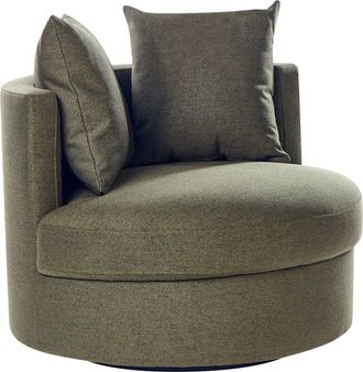 Beliani Beliani - Sill&oacute;n Moderno Glamour Respaldo Redondo Poli&eacute;ster Base Giratoria Hierro Con Dos Cojines Verde Dalby